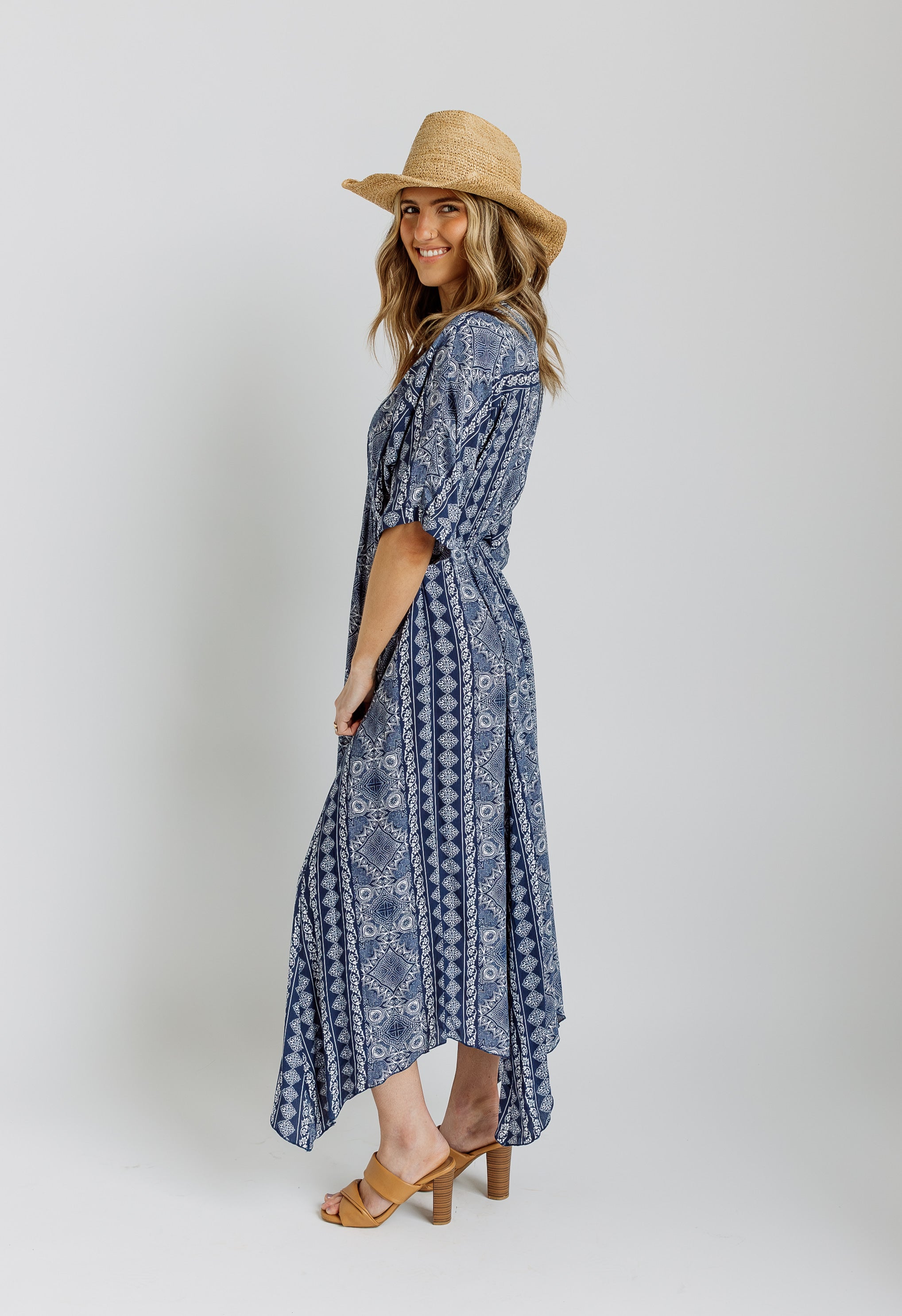 Santorini Summer Dress - NAVY - willows clothing Long Dress