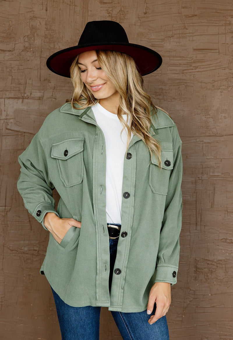 Scenic Shacket - LIGHT OLIVE - willows clothing JACKET