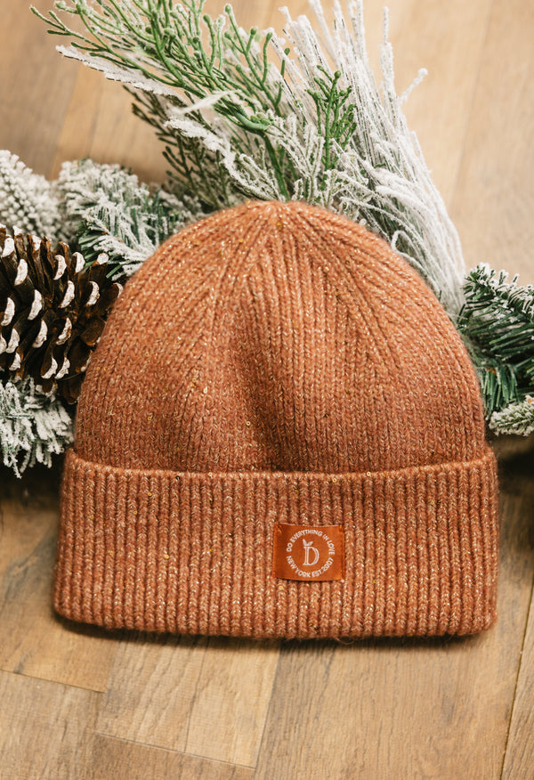 Sequin Cuff Beanie - PEACH - willows clothing BEANIE