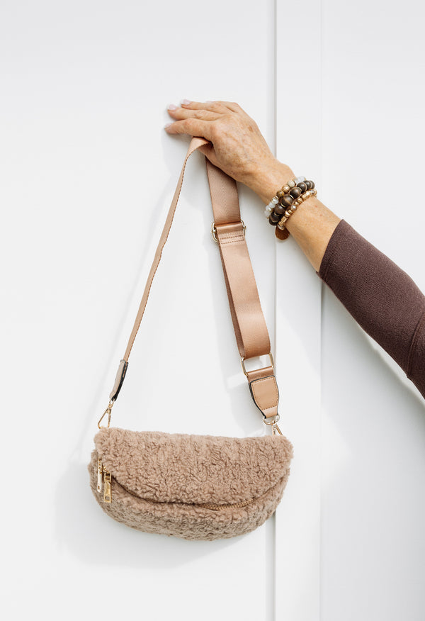 Sherpa Fanny Pack - BROWN - willows clothing Crossbody