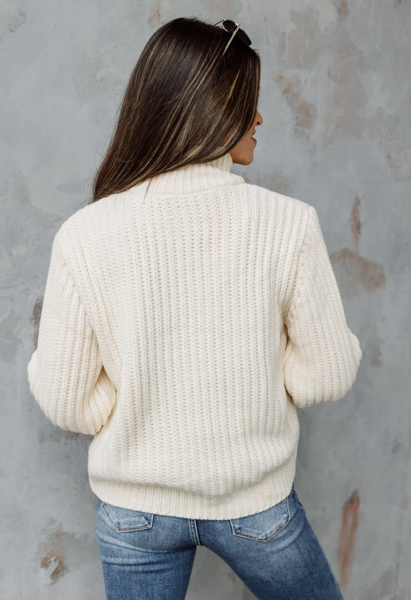 Swift Padded Sweater Jacket - CREAM - willows clothing SWEATER