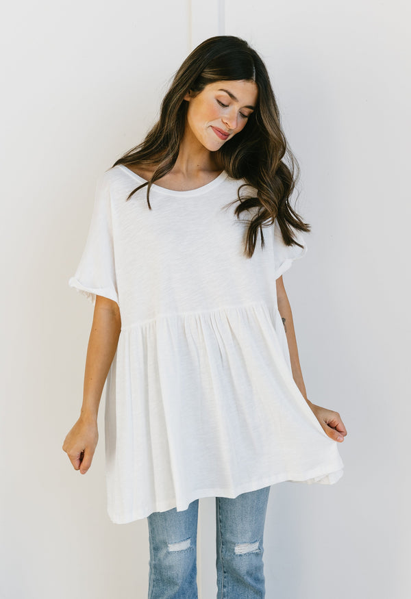 Taking It Easy Tunic - IVORY - willows clothing S/S Shirt