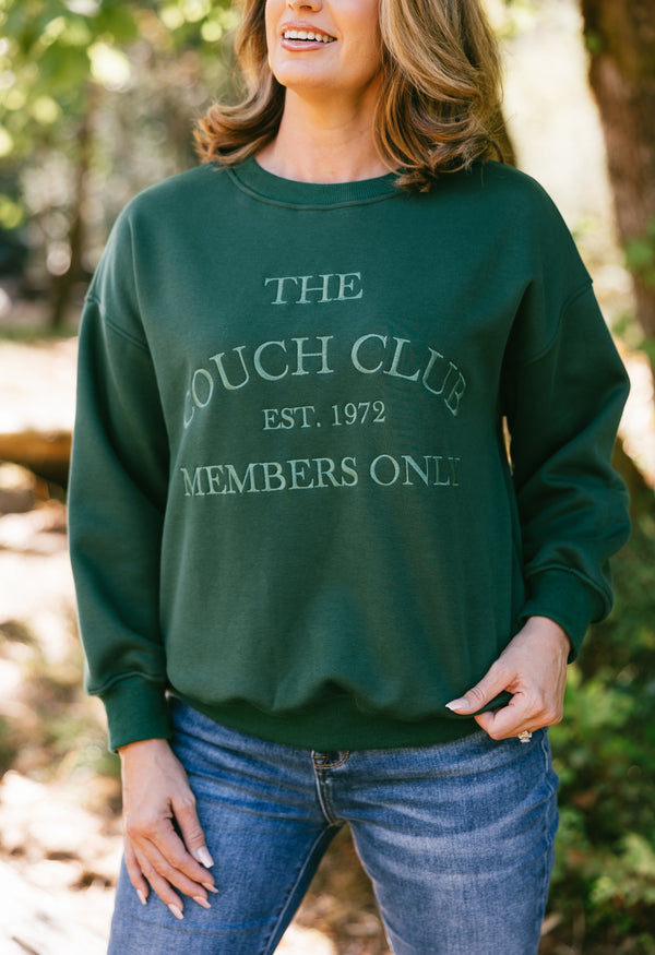The Couch Club Sweatshirt - HUNTER GREEN - willows clothing SWEATSHIRT