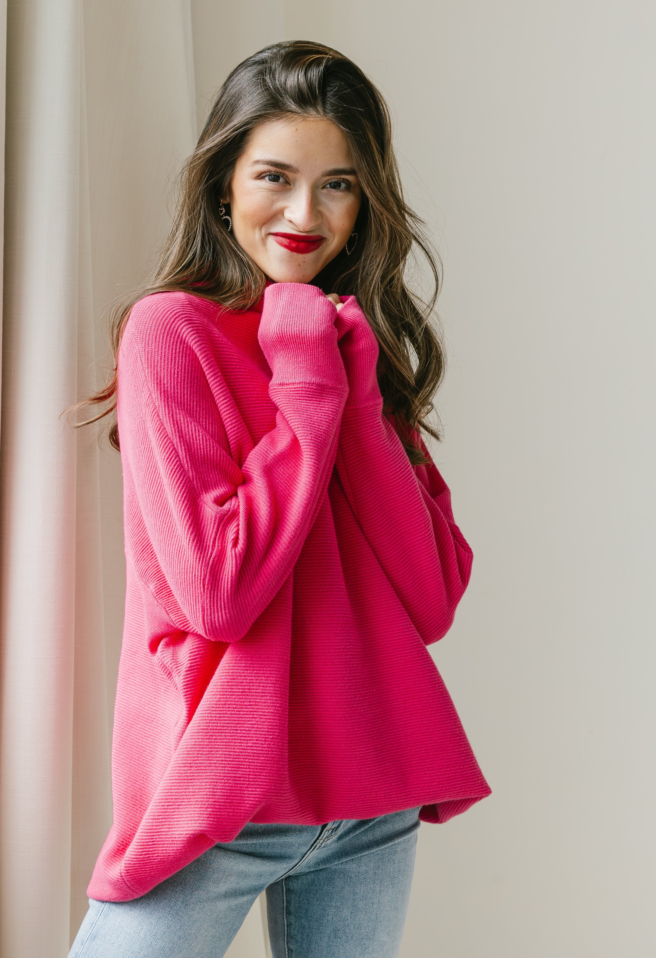 Veronica Tunic - HOT PINK - willows clothing SWEATER